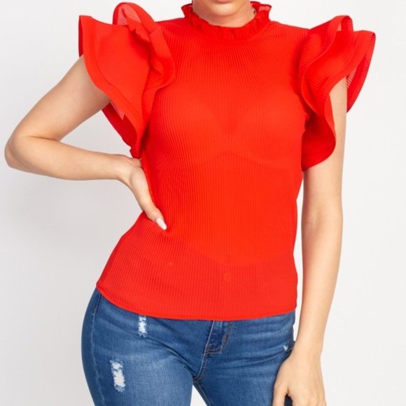 Tops - 💥Ruffle Mock Neck Top